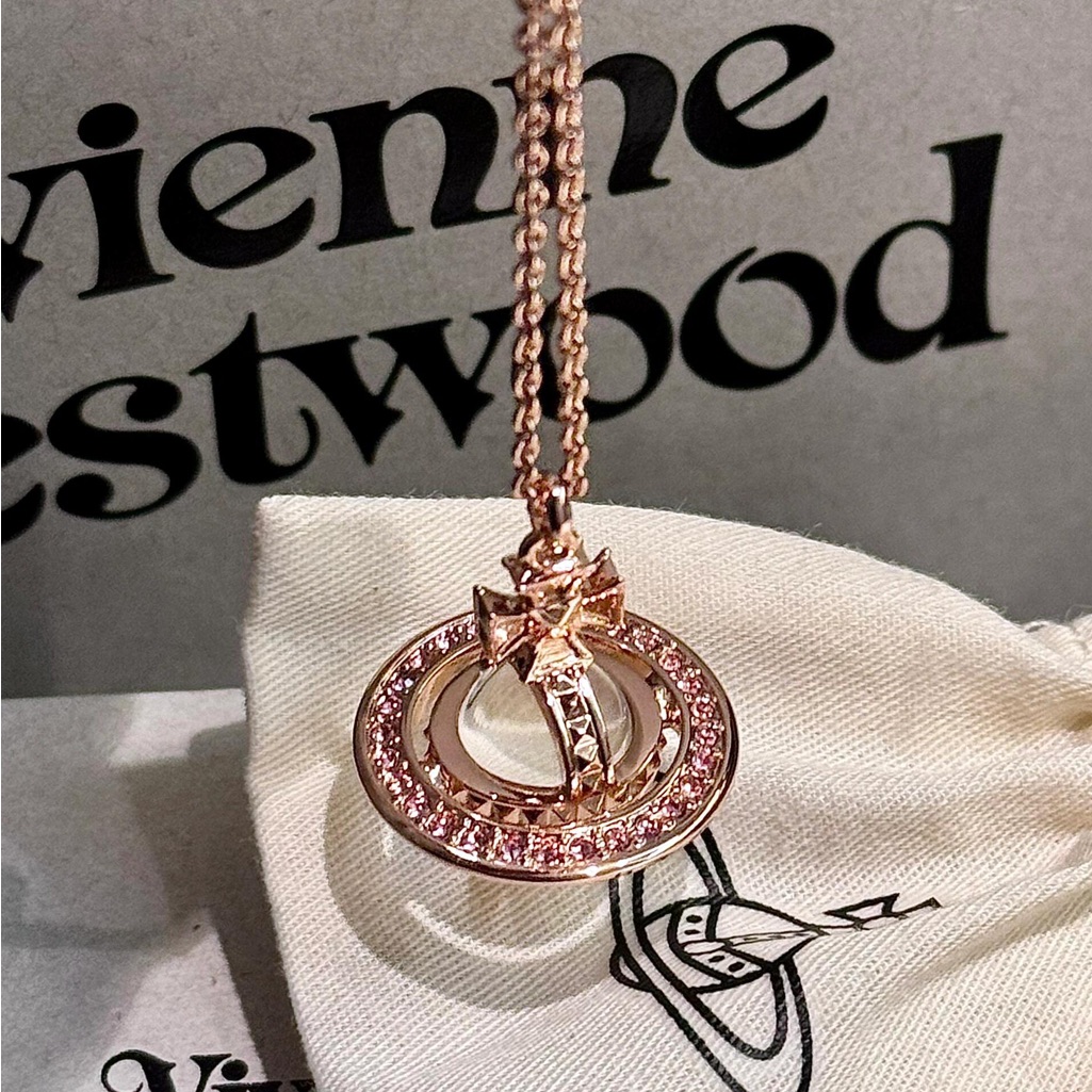 Vivienne Westwood Rose Gold Necklace With Pink Accents